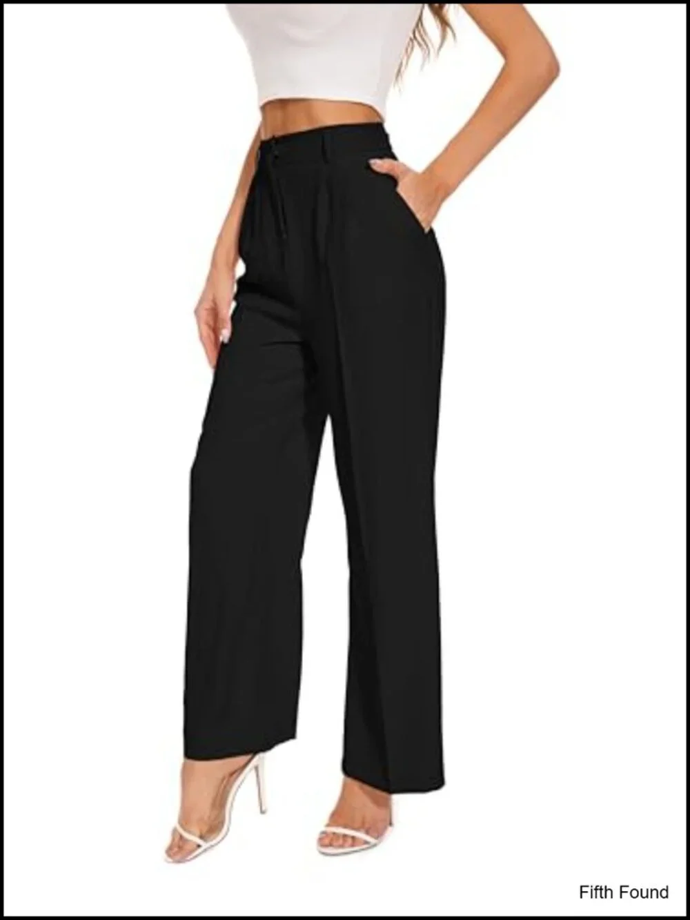 Wide Leg Dress Pants for Women Work Slacks High Waisted Stretchy Back Elastic